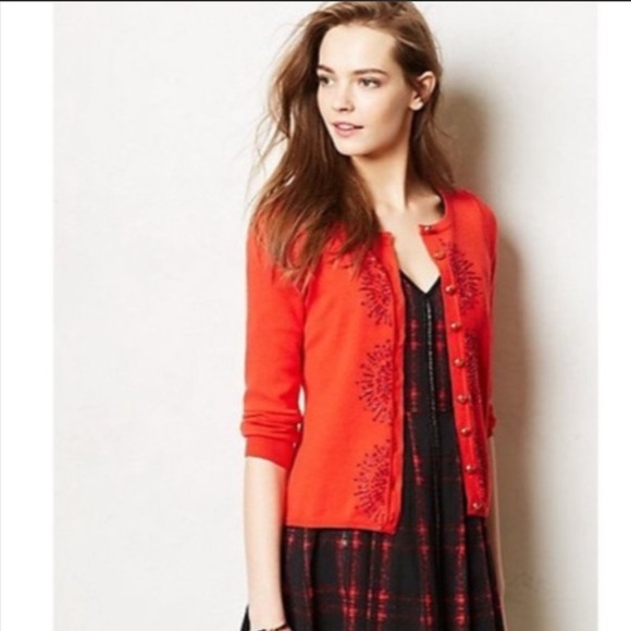 Anthropologie Sweaters - Anthropologie Monogram Beaded French Knot Cardigan Size Small